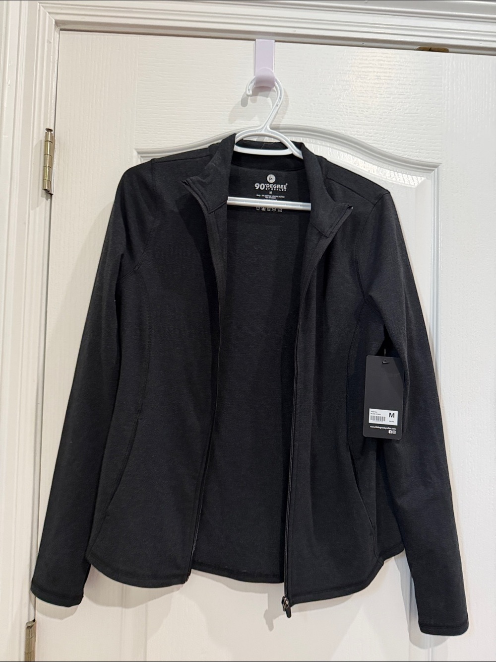 90 Degree By Reflex Women's Black Zip-Up Utility workout Jacket NWT